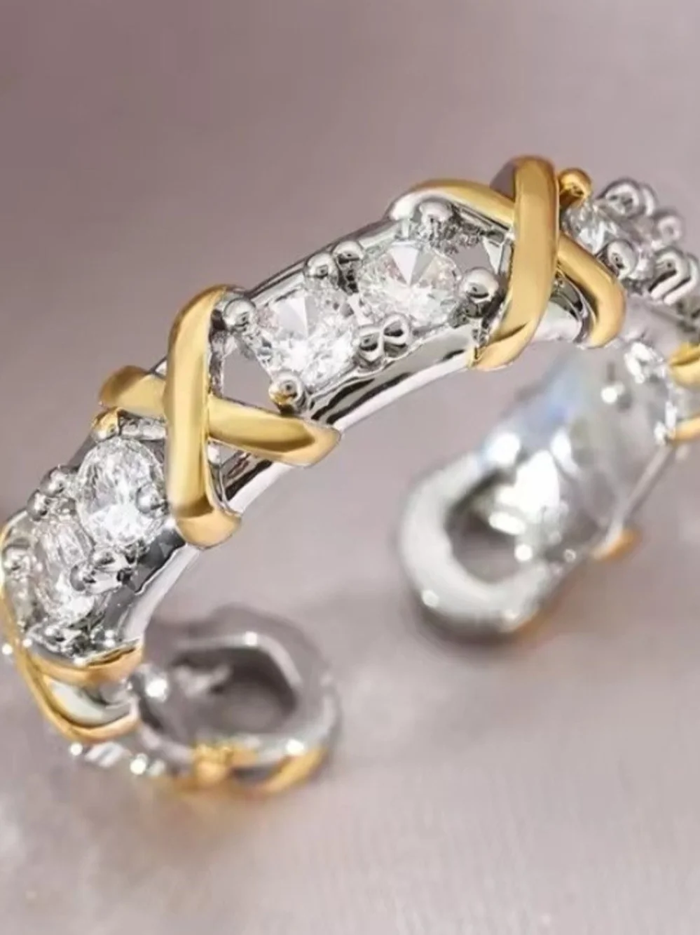 Two-Tone Gold & Silver Open Ring.